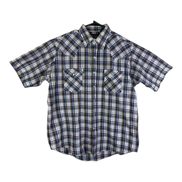VTG Ely Plains Shirt Mens L Western Plaid Pearl Snap Rodeo Work Wear - Picture 1 of 11